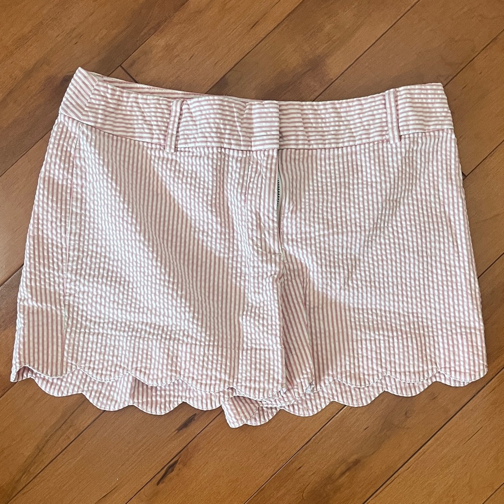 LOFT Pink and White Striped Shorts
